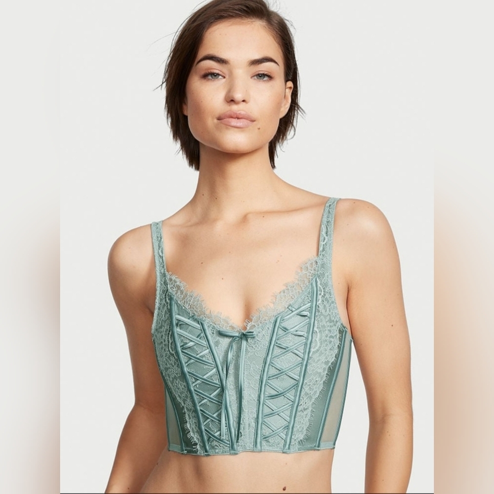 NWT Victoria's Secret Dream Angel's Unlined Lace-Up Corset Top SDD and Panties S
